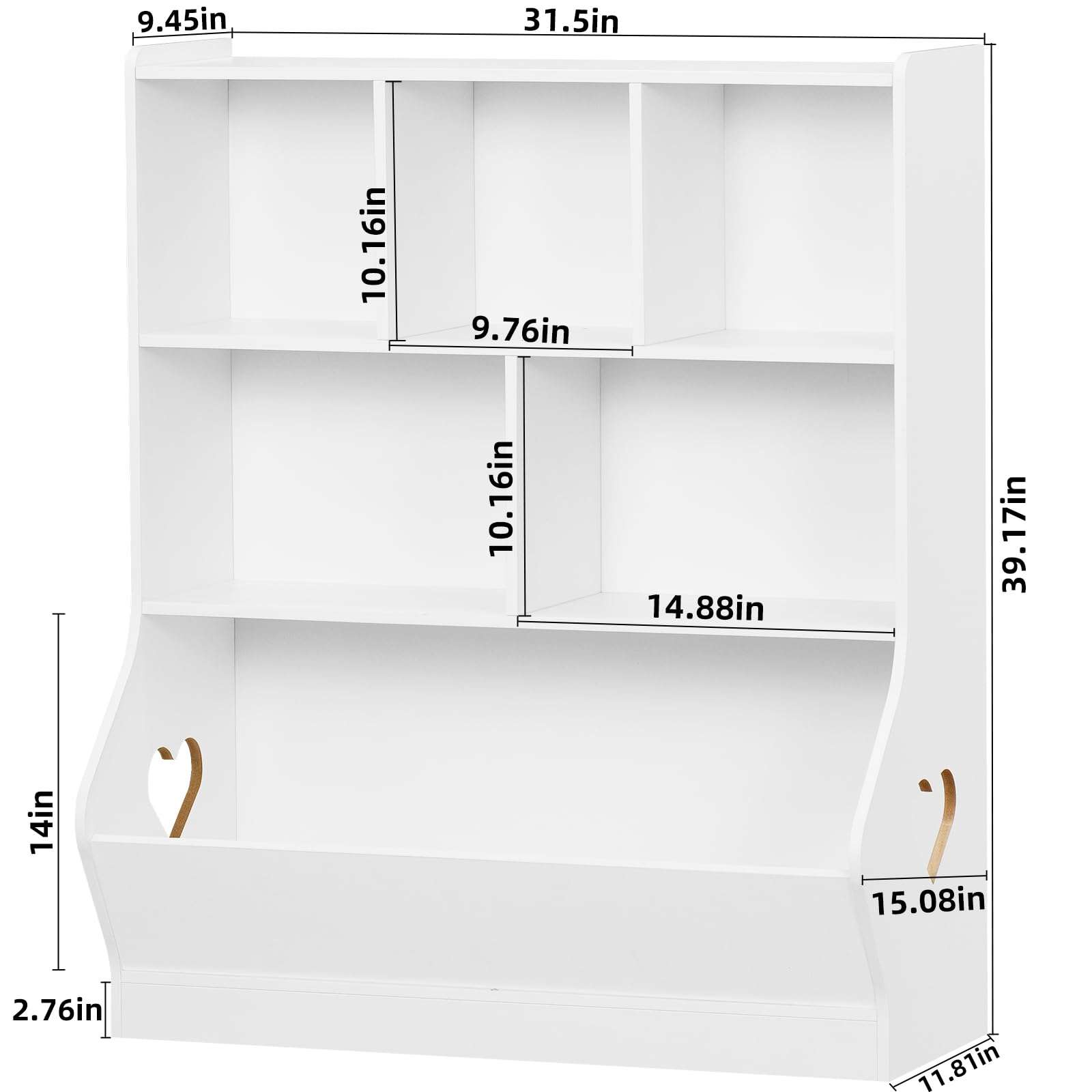 Lerliuo 3-Tier Kids Toy Storage Organizer & Bookshelf - 7-Cubby Toy Cabinet for Playroom, Bedroom, Nursery - White Children's Bookcase (29.53