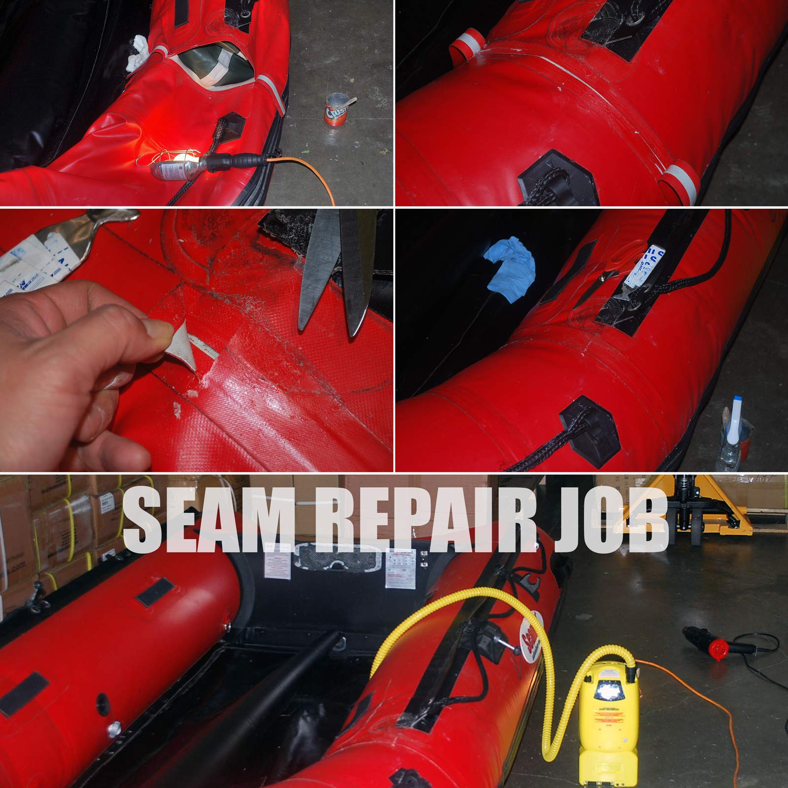Seamax Professional 2-Part Marine Adhesive for PVC & Hypalon Inflatable Boats - 250ml Hypalon Boat Glue with Dark Grey Material in Aluminum Bottles for Long-Term Storage - Perfect for Boat Repairs, Sealing & Waterproofing