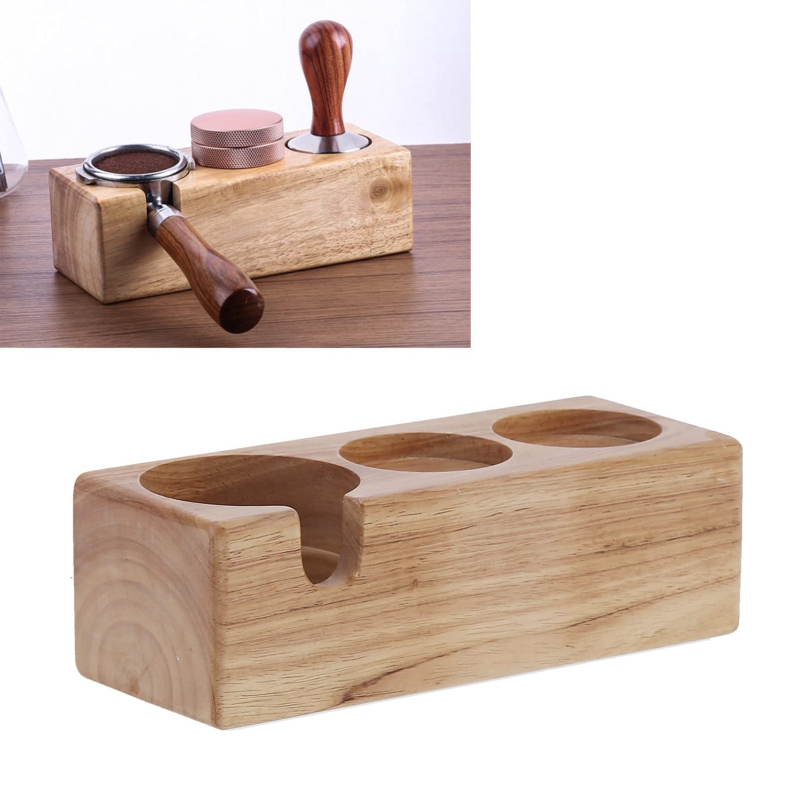 Premium Composite Wood Coffee Handle Holder - 3 Hole Design Fits Various Coffee Handles for Home & Bar Use | Durable & Stylish for Coffee Shops, Restaurants, and Kitchen Countertops