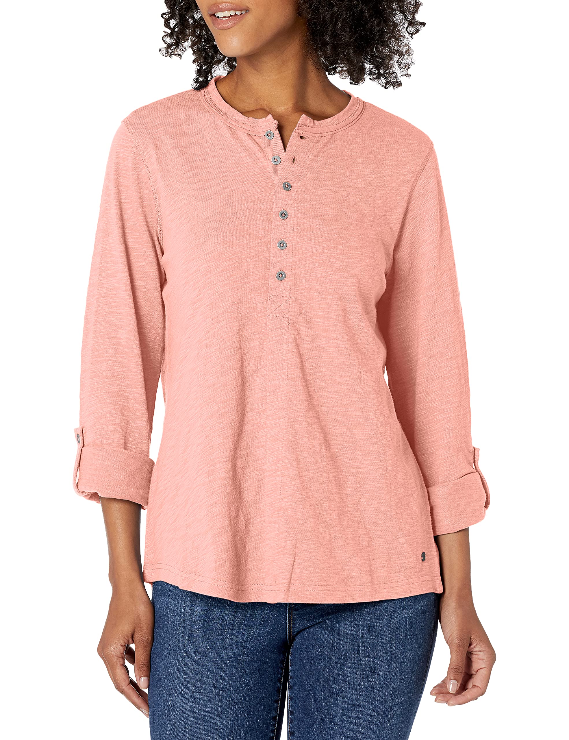 Jag Jeans Women's Eleanor Slub Jersey Henley Top - Soft Stretch Casual T-Shirt for Everyday Wear | Perfect for Work, Weekend & Layering Outfits