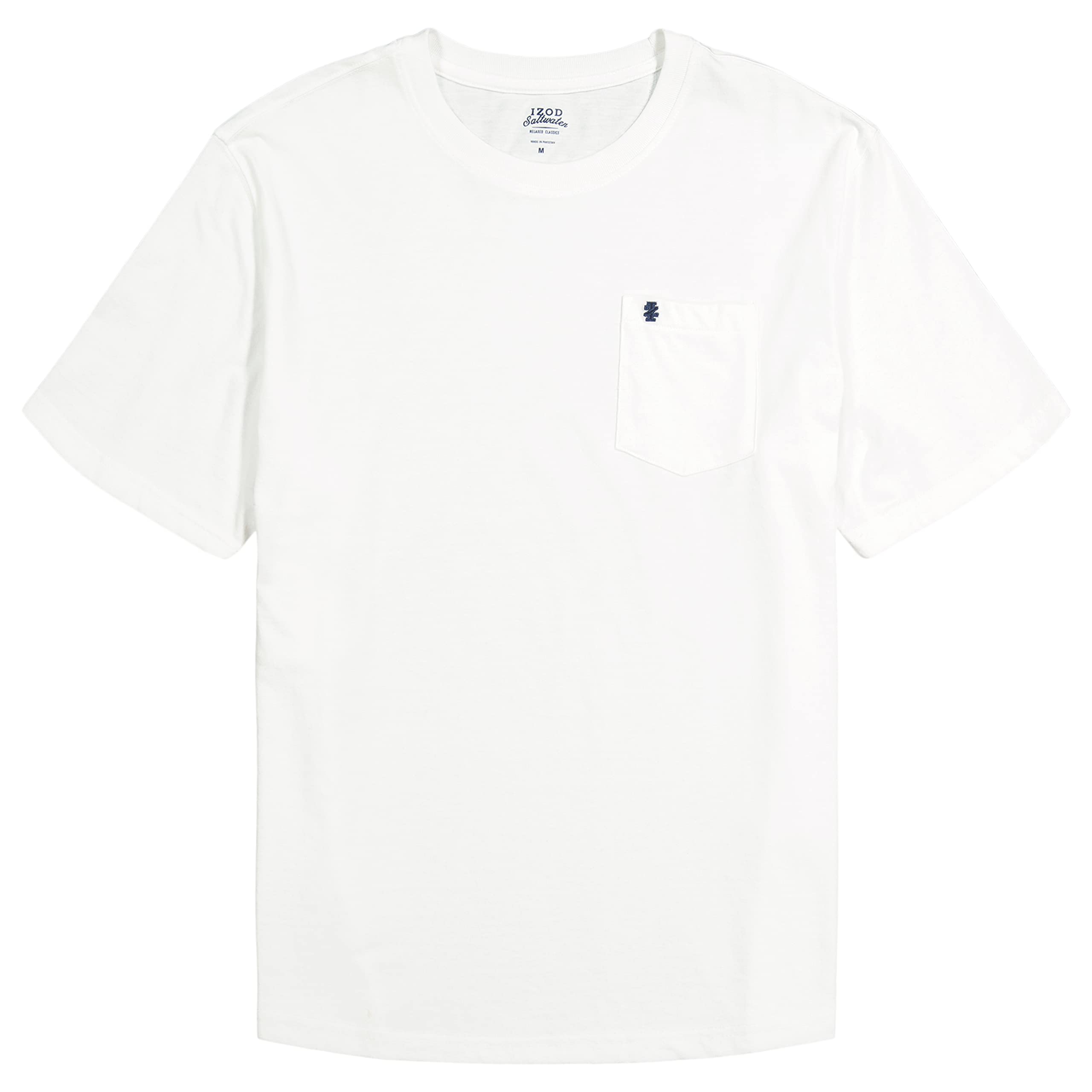 IZOD Men's Saltwater Soft Wash Pocket Crew T-Shirt - Comfortable Casual Short Sleeve Tee for Summer, Beach, and Outdoor Activities
