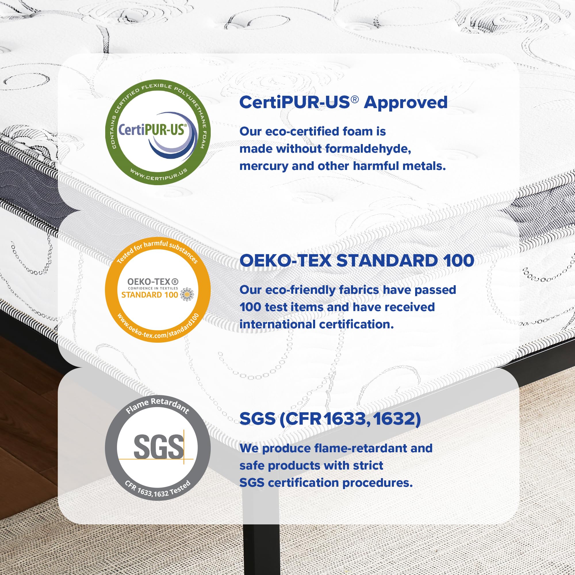 Olee Sleep 12 Inch Hybrid Queen Mattress - Gel Infused Memory Foam & Pocket Springs for Support & Pressure Relief - CertiPUR-US Certified Firm Mattress in a Box - Perfect for Back Pain Relief & Side Sleepers