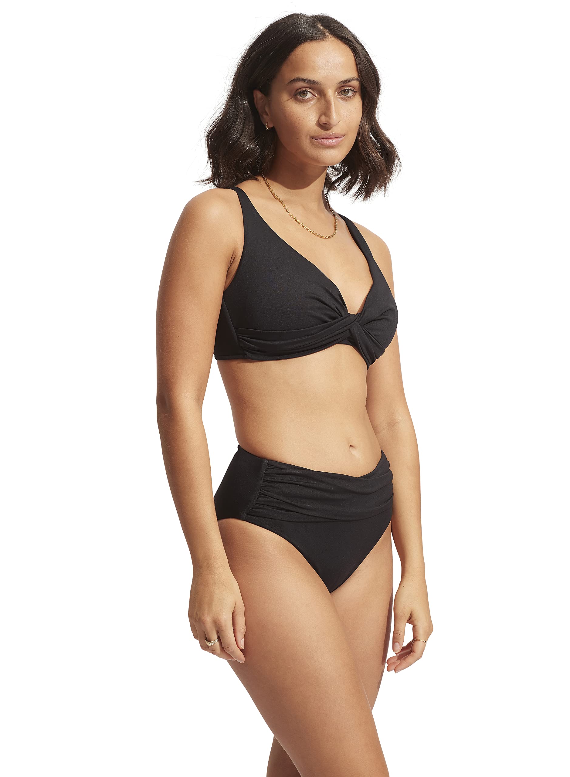 Seafolly Women's High Waist Wrap Front Bikini Bottom Swimsuit - Sexy Retro Swimwear for Beach, Pool & Vacation