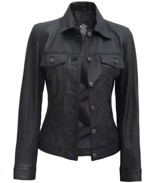 Fernando Women's Black Leather Jacket | Genuine Leather Biker Jacket for Women | Stylish Outerwear for Casual Wear, Motorcycle Riding & Night Out