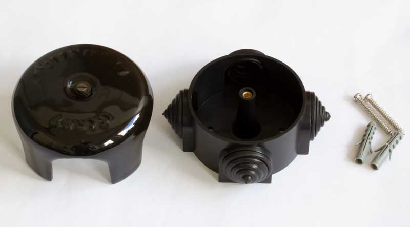 Black Porcelain Electrical Junction Box 72mm - Durable & Weatherproof for Home & Outdoor Wiring Projects
