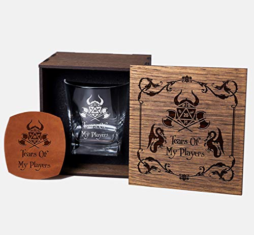 Game Master Gift Set - Role Playing Game (RPG) Themed Whiskey Glass with Dice Design & Gift Box - Perfect Present for Gamers & Dungeon Masters - Great for D&D Nights, Game Sessions & Geeky Parties