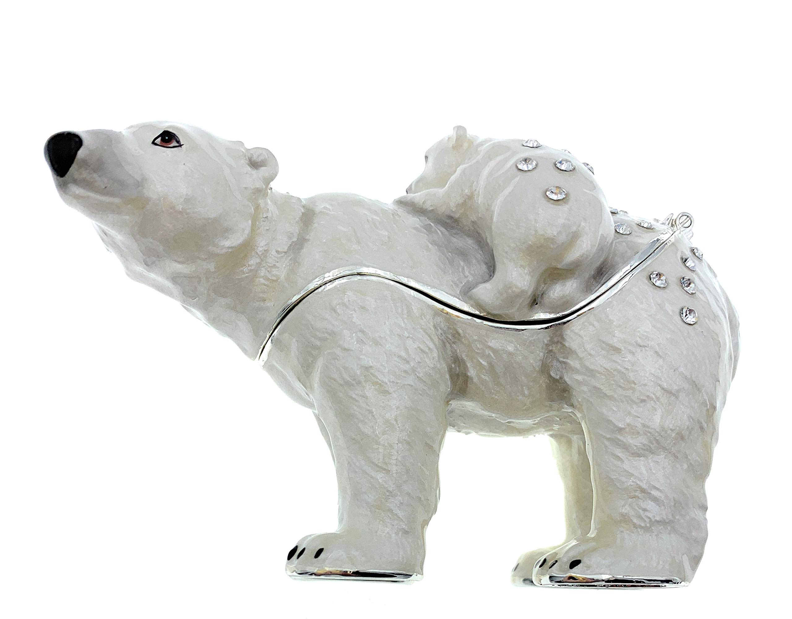 Polar Bear & Cub Trinket Box with Austrian Crystals - Perfect Gift for Collectors