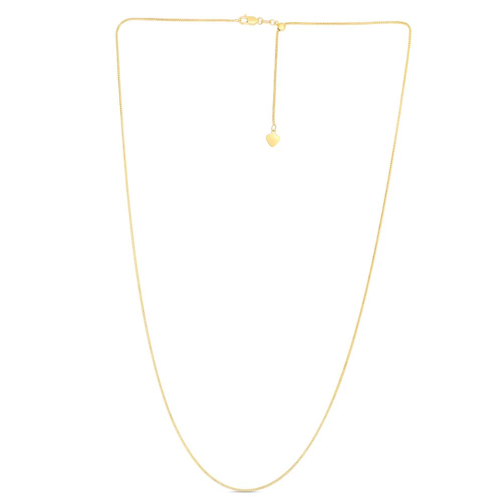 14K Gold 1mm Adjustable Franco Chain - Dainty Minimalist Necklace for Women - Perfect for Layering, Everyday Wear & Special Occasions