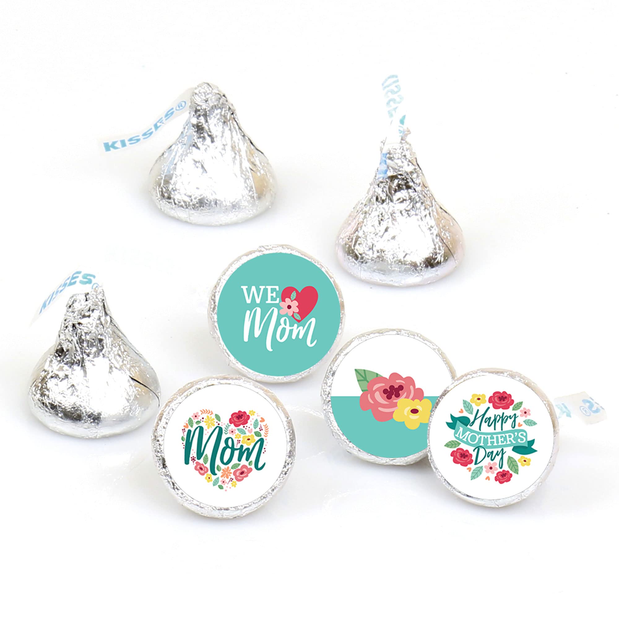 Colorful Floral Happy Mother's Day Candy Stickers - 108 Round Labels for Chocolate & Party Favors - Perfect for Mom's Day Gifts, Treat Bags & DIY Crafts
