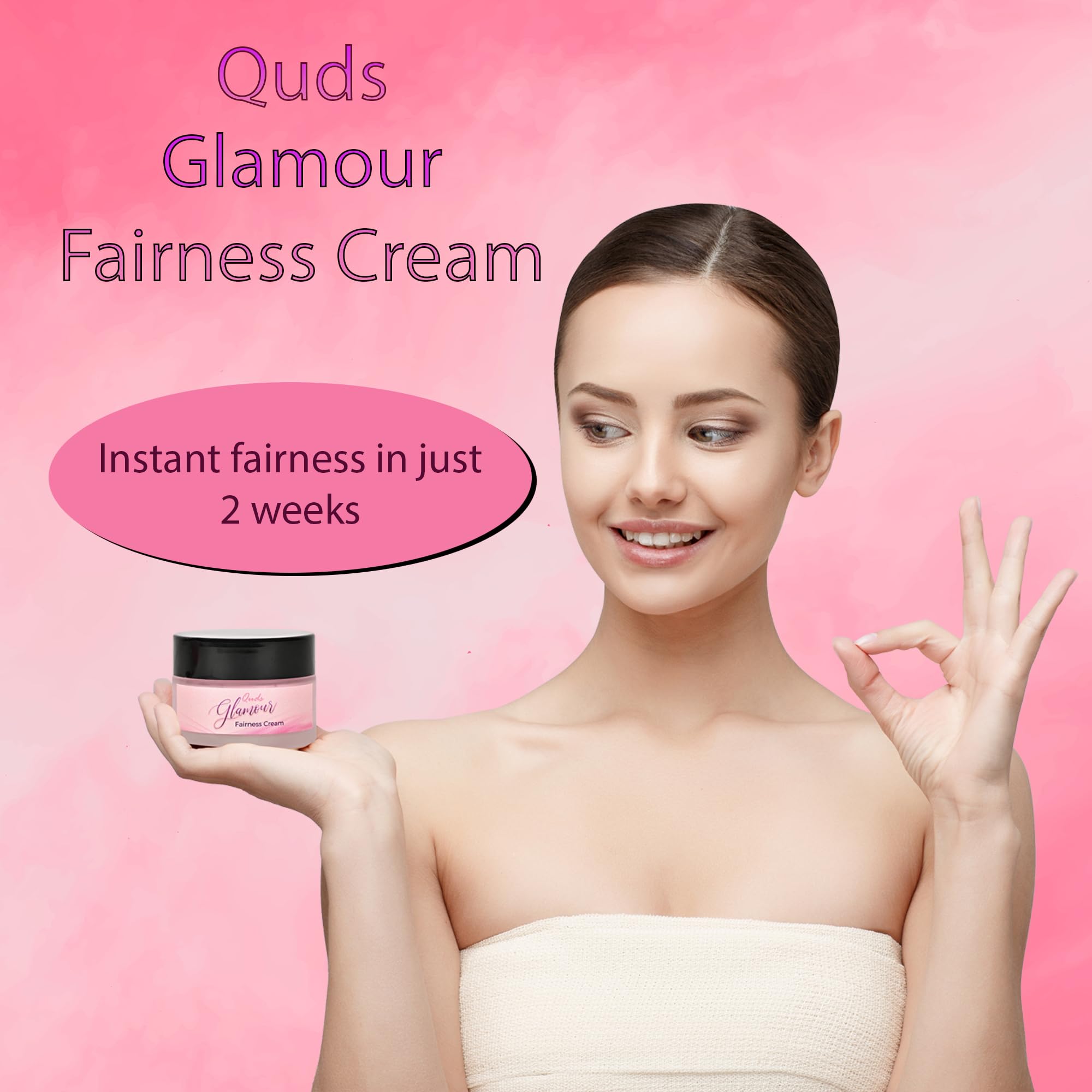 Quds Glamour Saffron Face Whitening Cream 30g - Brightening & Even Skin Tone - For Daily Skincare & Special Occasion Makeup Prep