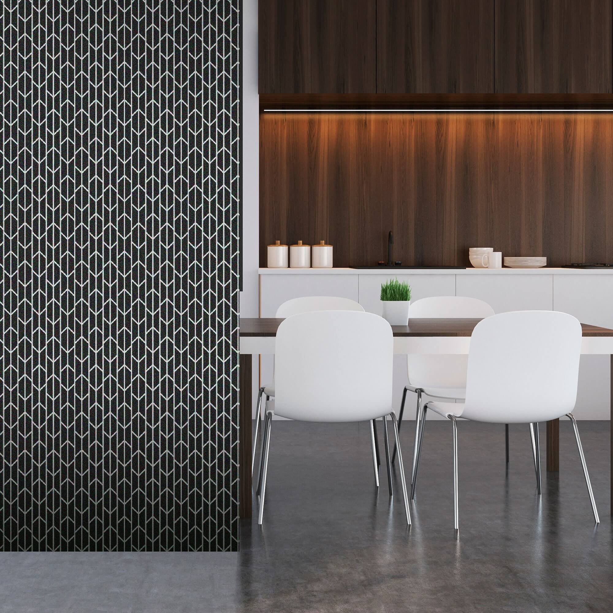 Black Geometric Peel and Stick Removable Wallpaper - Self-Adhesive Decorative Wall Covering for Bedroom, Living Room, Office - Easy to Apply & Remove - Pattern 0735