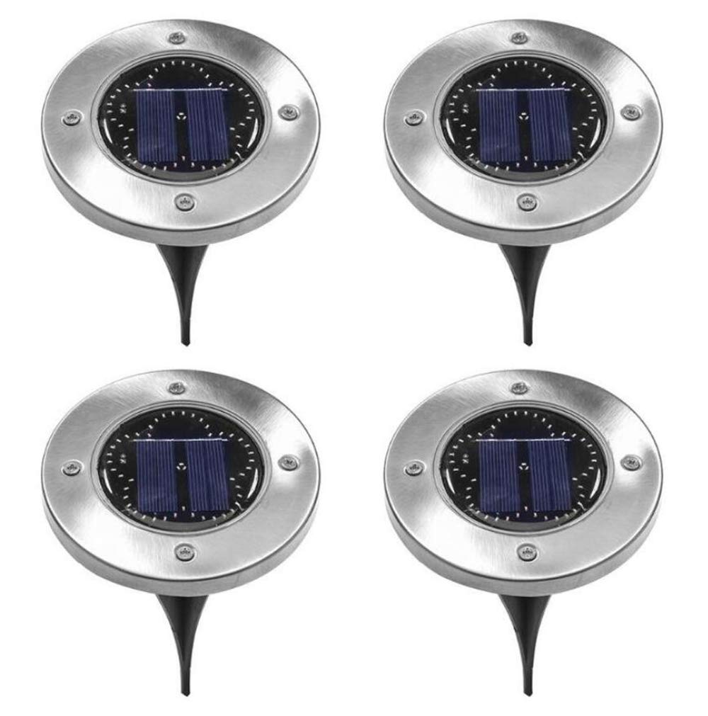 48 LED Solar Ground Lights - Solar Powered Outdoor Pathway Lights for Garden, Yard, Patio, Lawn & Driveway - Waterproof Disk Lights for Landscape & Walkway (4 Pack, White) - Perfect for Nighttime Safety & Garden Decoration