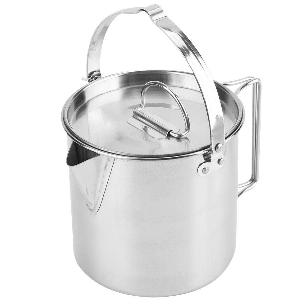 Portable Stainless Steel Camping Tea Kettle & Pot Set - Lightweight Outdoor Water Boiler for Camping, Hiking, Fishing, Picnics & Home Use - Perfect for Boiling Water & Cooking Meals Outdoors
