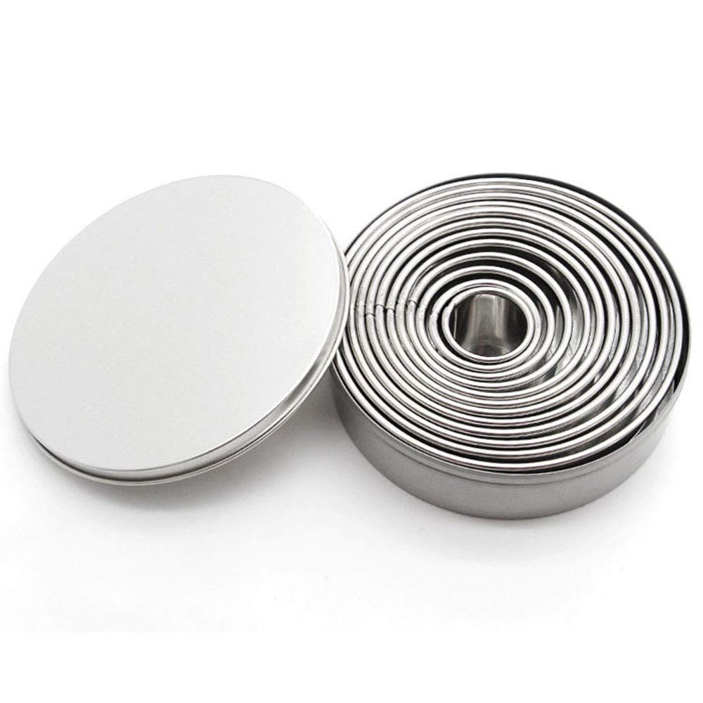 12-Piece Round Cookie Cutter Set - Stainless Steel Pastry & Donut Molds for Baking, Cake Decorating, and DIY Desserts - Perfect for Home Kitchen, Party Treats, and Family Baking Activities