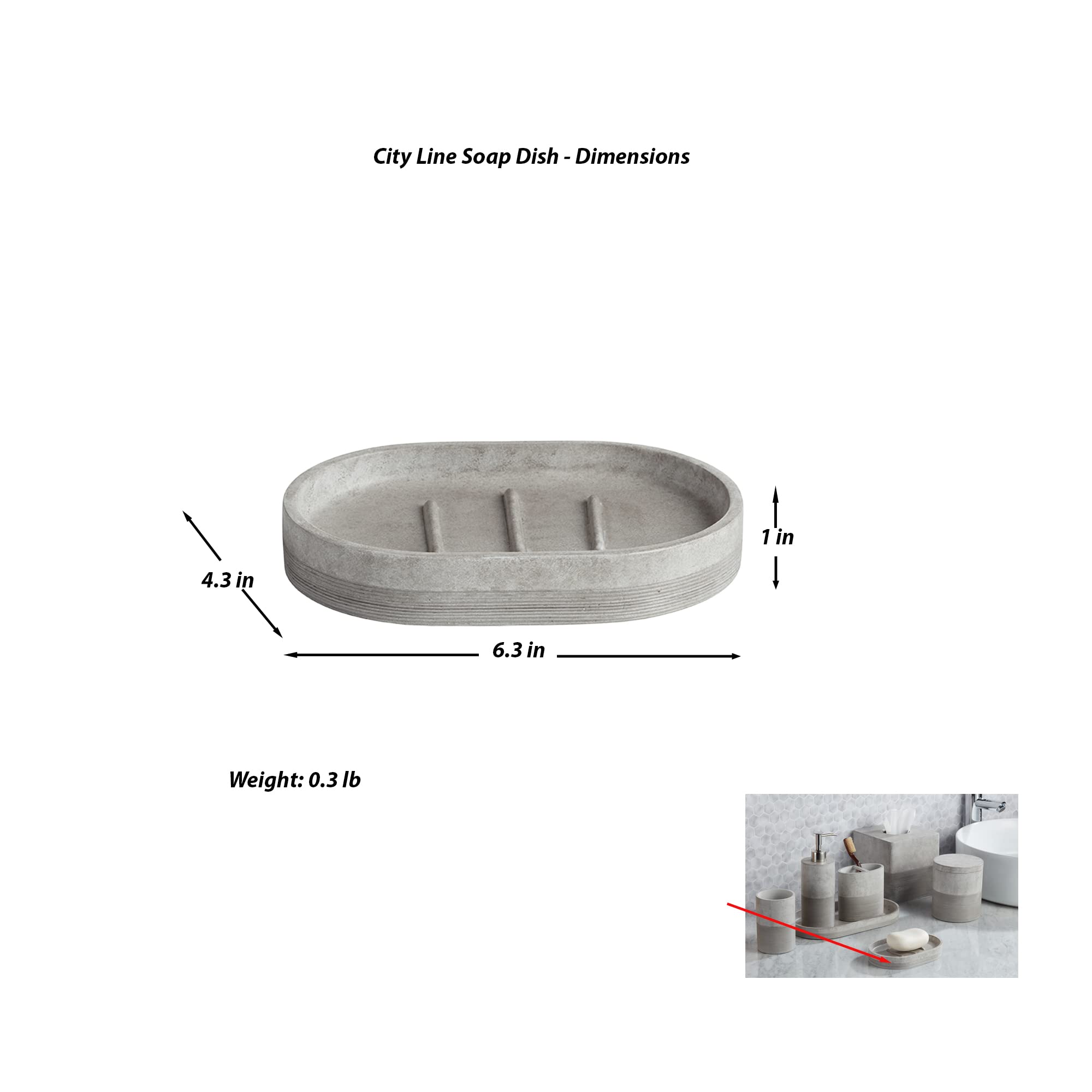 Premium Gray Ceramic Soap Dish for Bathroom - Non-Slip Shower Soap Holder with Drainage Holes | Perfect for Showers, Bathtubs, and Sink Countertops