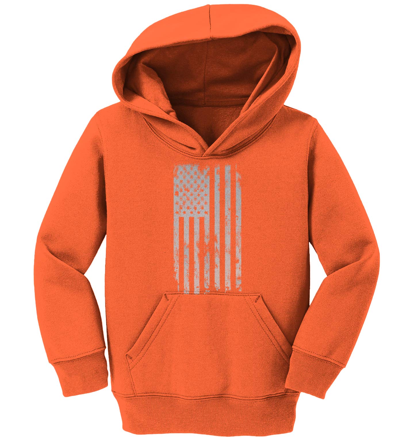 Haase Unlimited Silver American Flag Fleece Hoodie for Toddler & Youth - Patriotic USA Military Apparel for Kids, Boys & Girls - Perfect for Holidays, School & Outdoor Activities
