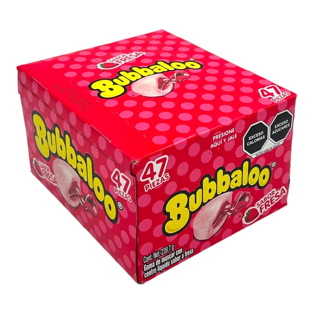 Bubbaloo Strawberry Chewing Gum | 47 Count Box | Fresh Breath & Fun Snack for School, Work, and Travel