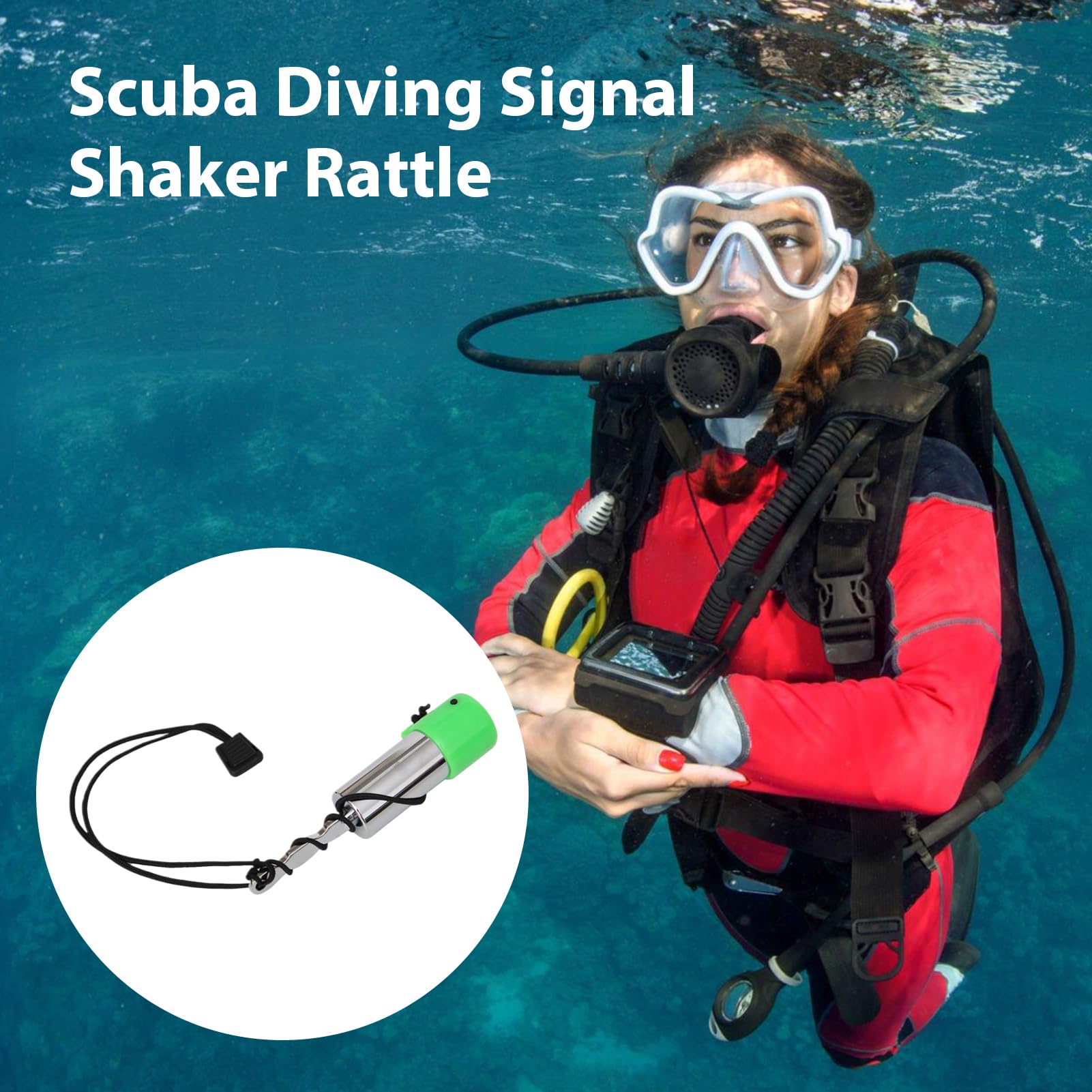 Scuba Diving Noise Maker - Underwater Shaker with Clip, Emergency Whistle & Rattle Stick for Scuba Gear | Survival Signal Bell for Divers | Perfect for Underwater Communication & Emergency Situations