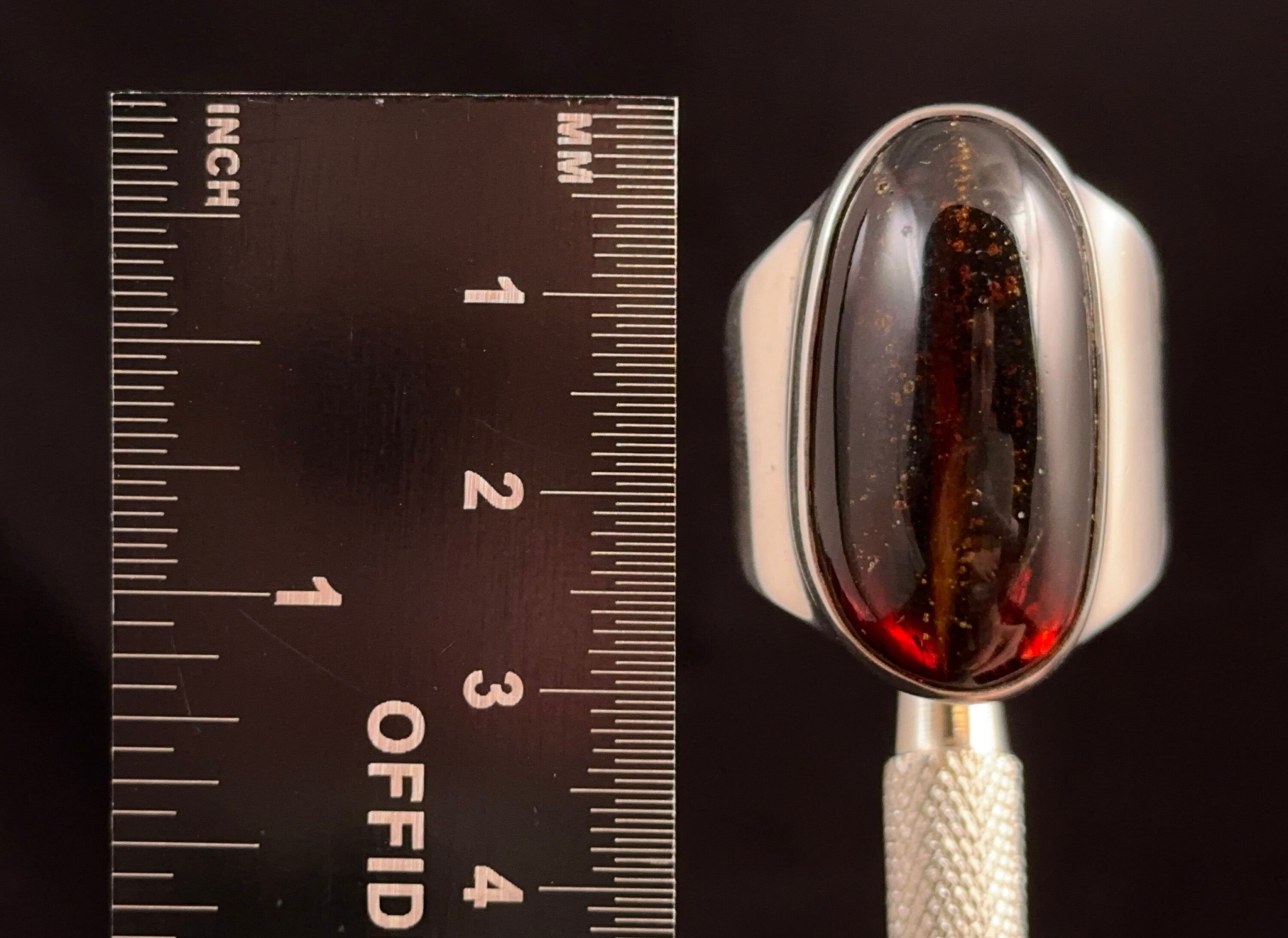 Genuine Sterling Silver Ring with Natural Polished Amber Center Stone - Size 10 - Handcrafted Jewelry for Women, Perfect for Weddings, Anniversaries & Special Occasions