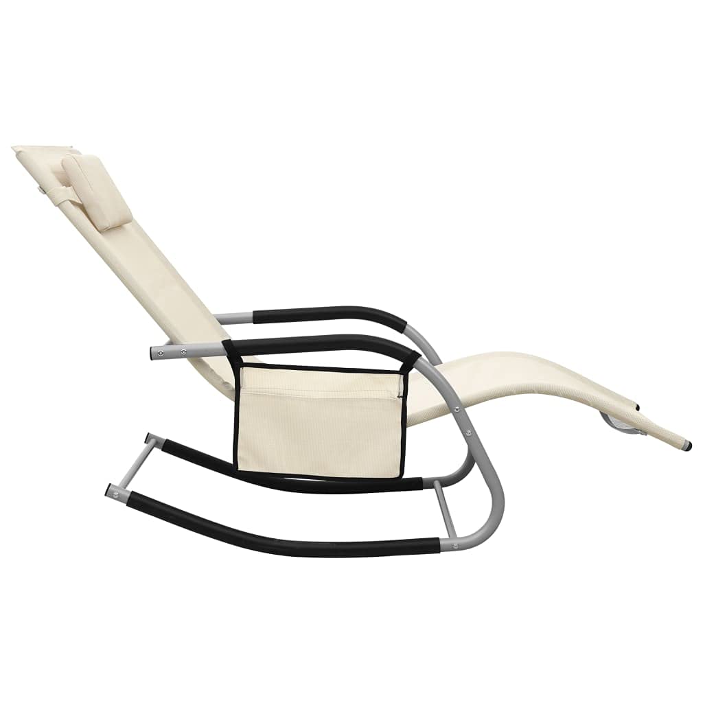 CHARMMA 2-Pack Sun Loungers - Textilene Fabric Patio Chairs in Cream & Gray - Outdoor Poolside, Beach, Garden, and Backyard Relaxation Furniture
