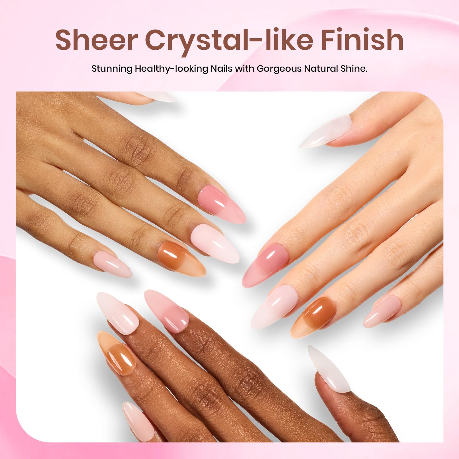 Beetles Jelly Gel Nail Polish Set - 6 Colors Milky White Nude Pink Sheer Brown Soak Off UV Gel Polish Kit | Translucent French Manicure Effect, Nail Concealer | Perfect for Home Salon, DIY Nail Art, Gift for Women | Monochrome Collection