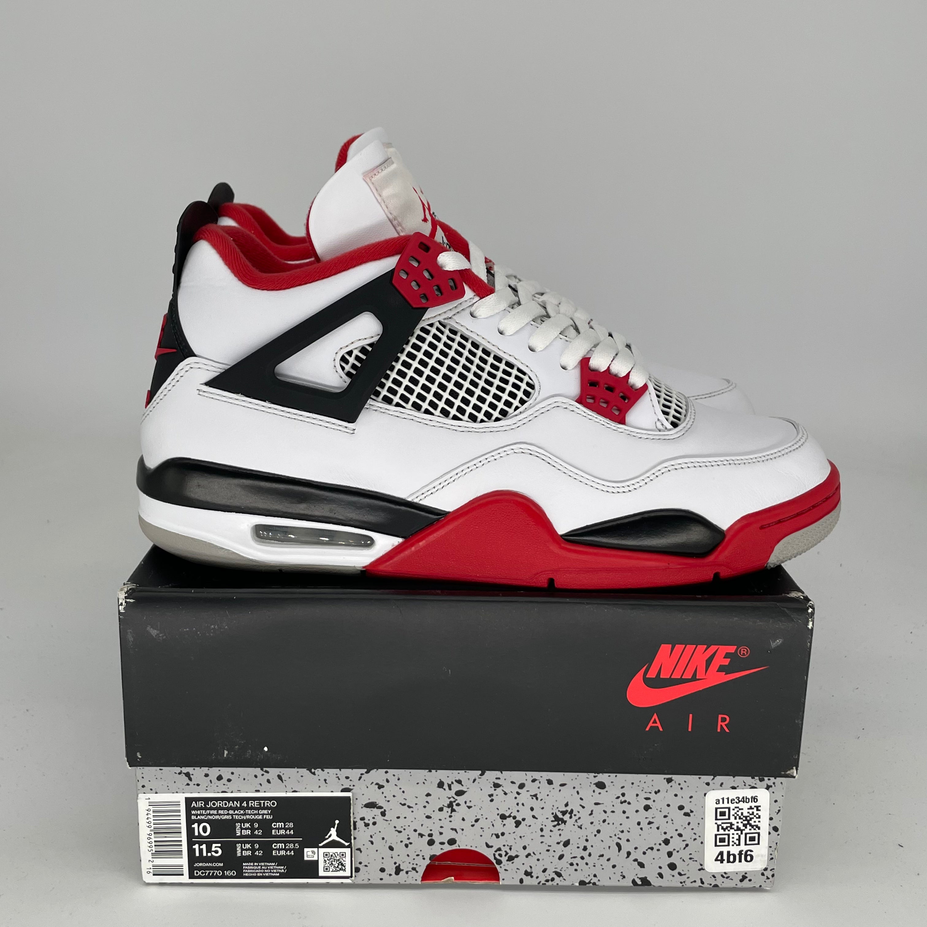 Air Jordan 4 Retro 'Fire Red' Men's Basketball Shoes - Size 10 (DC7770-160) - Authentic Sneakers for Sports, Streetwear & Casual Outfits