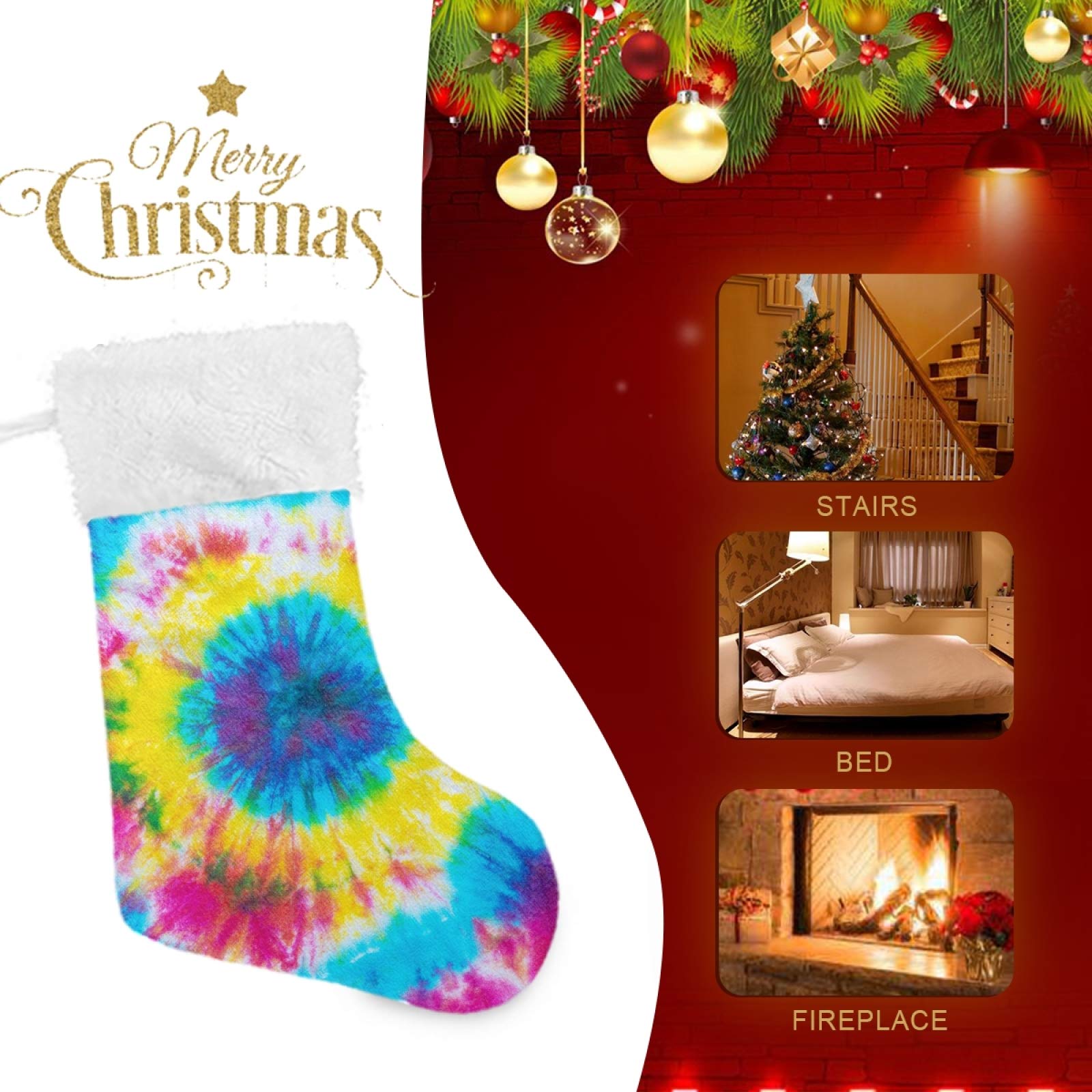 Qilmy 18 Inch Tie Dye Christmas Stockings - Personalized Large Xmas Stockings with Snowflake Pattern for Holiday Decorations, Family Parties & Festive Gifts | Perfect for Fireplace Mantel Decor, Christmas Tree Hanging & Cozy Home Decor