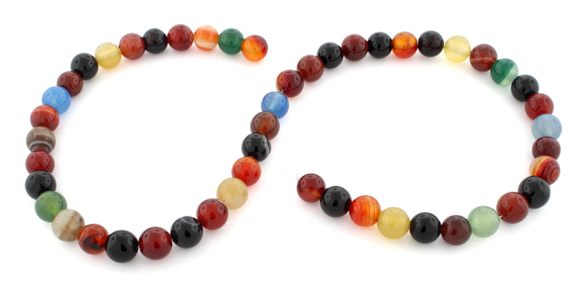 8mm Multi-Color Agate Gemstone Beads for Jewelry Making, DIY Bracelets & Necklaces - Natural Healing Stone Beads for Meditation & Spiritual Gifts
