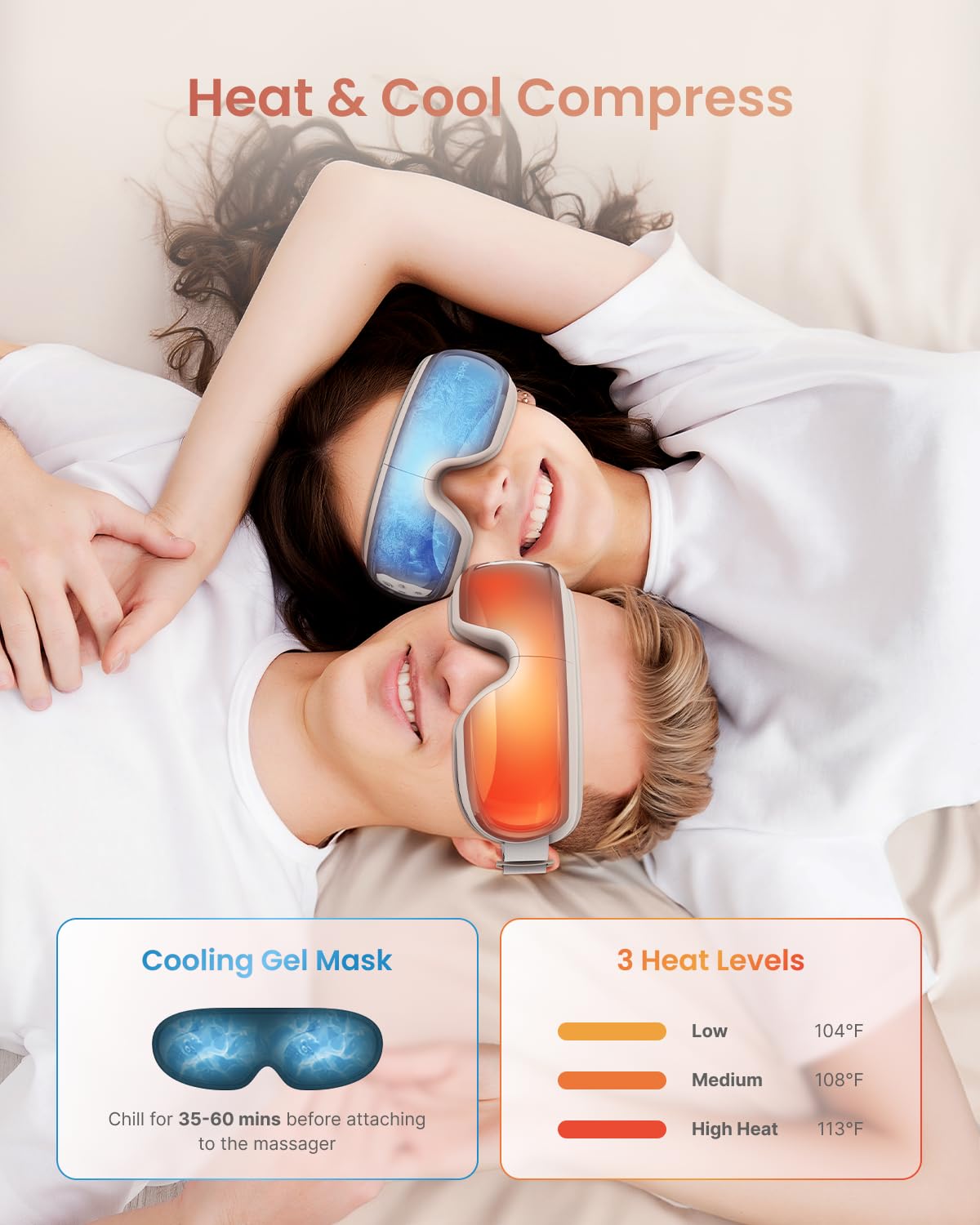 RENPHO Eye Massager with Heat & Cooling - FSA/HSA Eligible, Bluetooth Voice Control, Ice Pack & Rose Eye Mask - Perfect for Migraine Relief, Relaxation & Sleep - Great Mothers Day & Birthday Gift for Women (Home & Office Use)