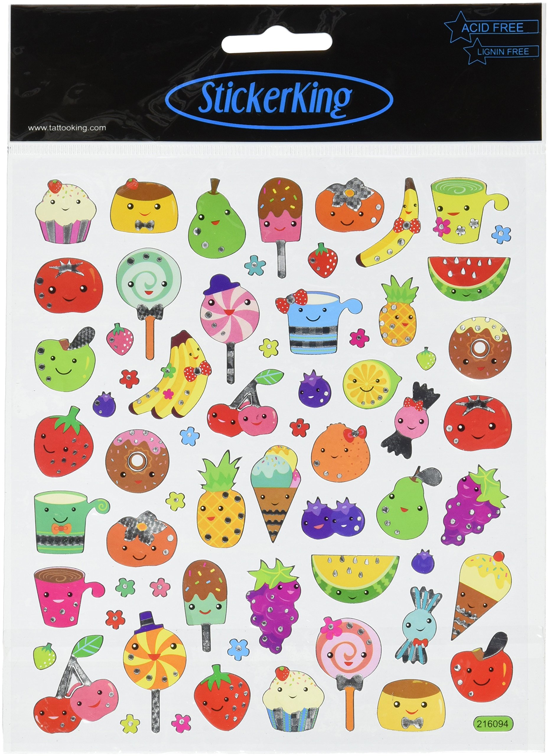 Tattoo King Multi-Colored Fruit Face Stickers - Fun Temporary Tattoos for Kids & Adults - Perfect for Parties, Festivals & Costume Events