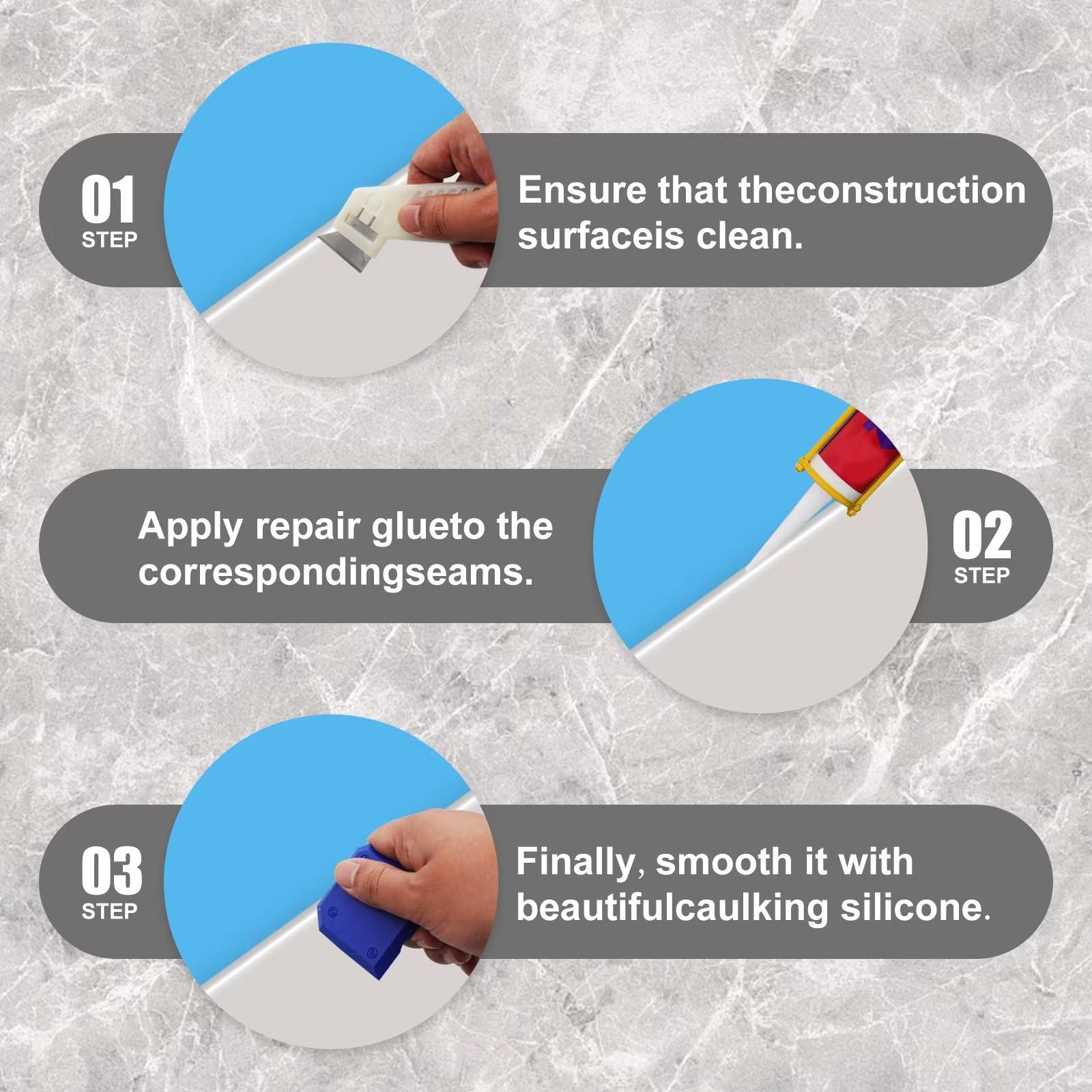 Professional Silicone & Caulk Removal Tool Kit - Sealant Finishing Tools with Scraper & Guide for Perfect Caulking - Ideal for Bathroom, Kitchen & Home Renovation Projects
