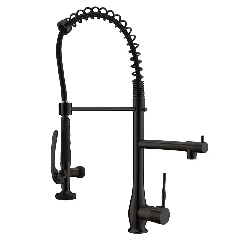 Black Single Handle Copper Kitchen Faucet - Modern Matte Finish, Lead-Free Design for Sink & Countertop | Perfect for Farmhouse, RV, and Residential Kitchens