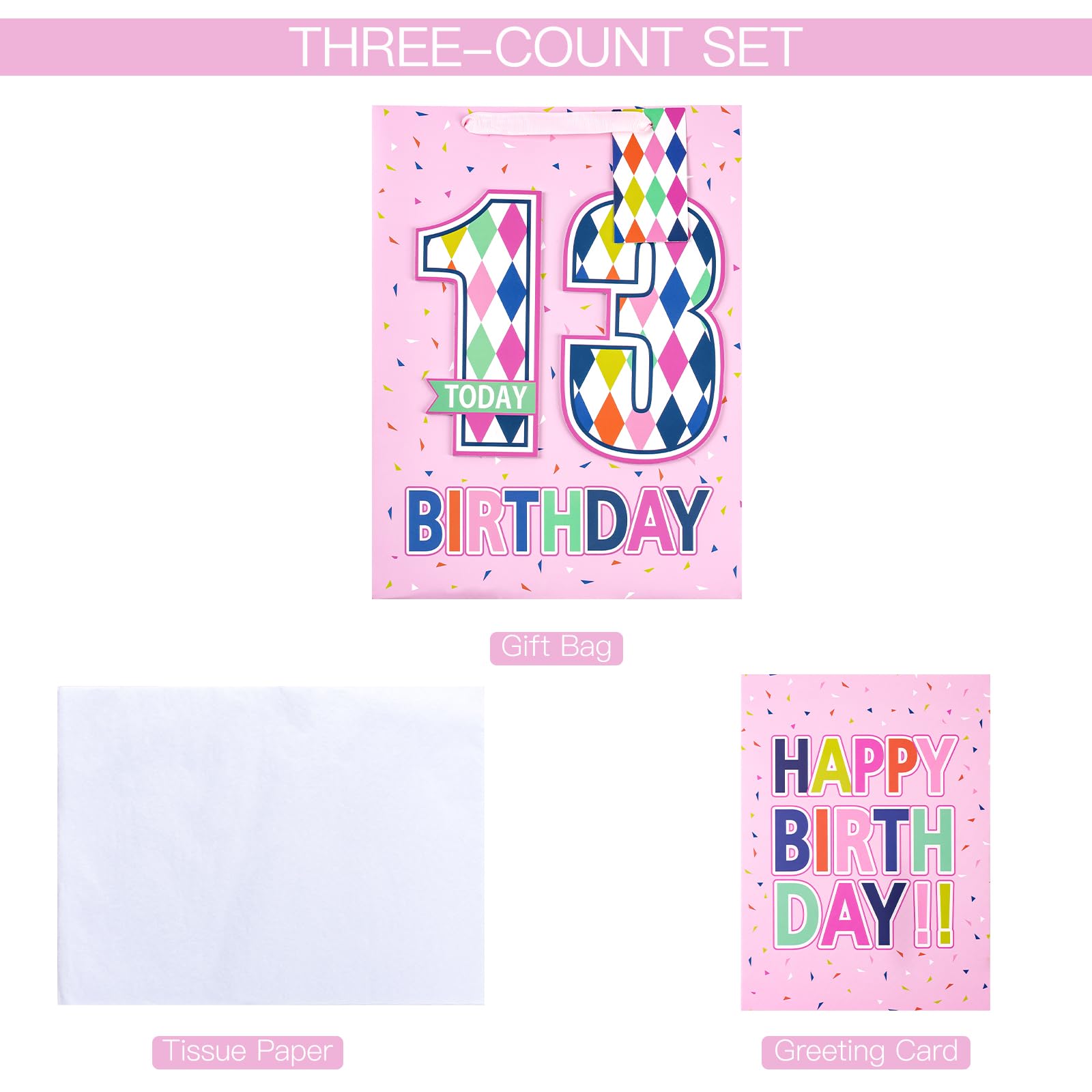 Pink Birthday Gift Bag with Card for Girls - Party Favors & Gifts