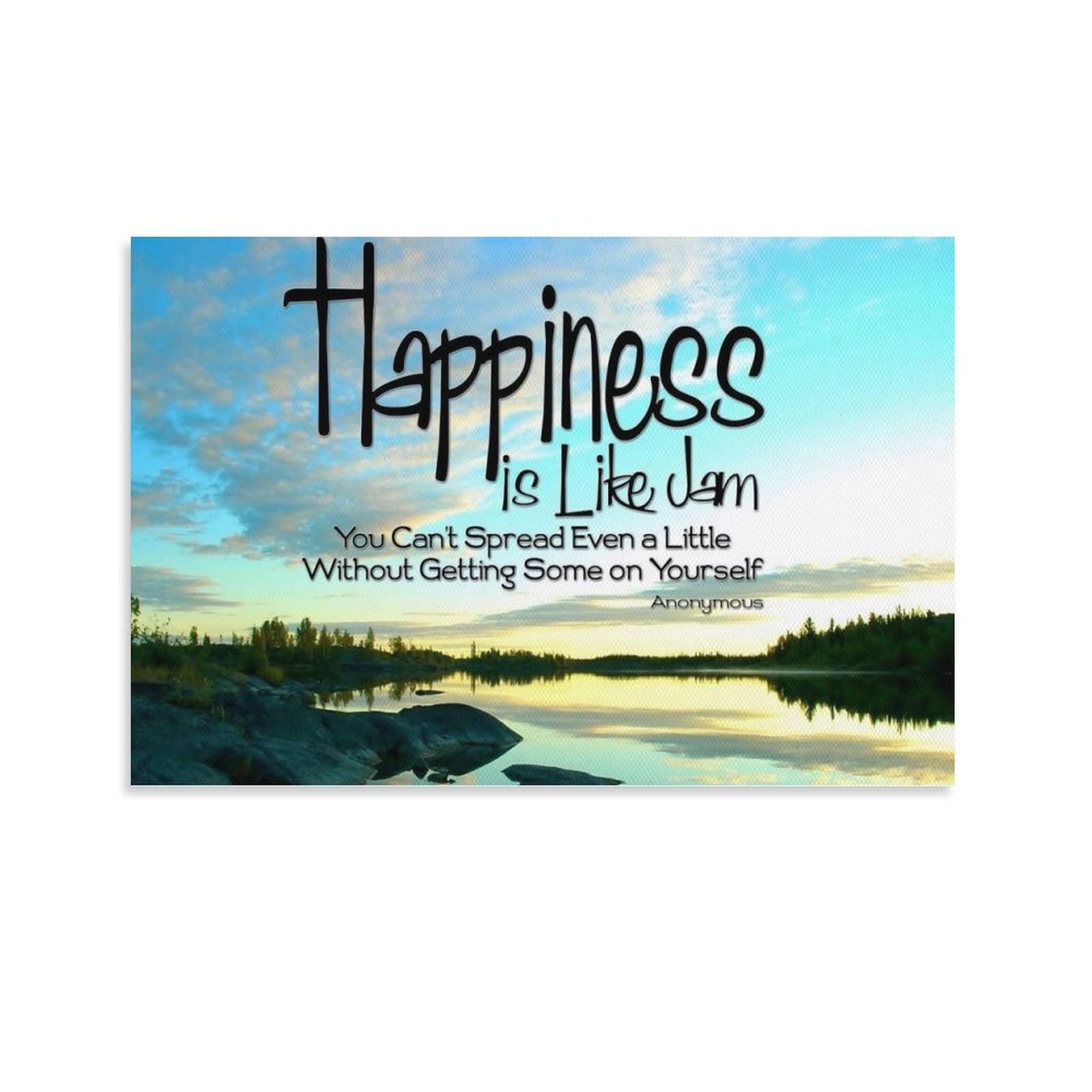 Aesthetic Canvas Wall Art Prints - 12x18inch (30x45cm) Landscape Posters with Happy Quotes for Bedroom & Home Decor - Perfect Gift for Housewarming, Office, or Living Room Wall Decor