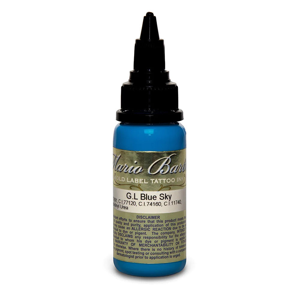 Blue Sky Mario Barth Gold Label Tattoo Ink by Intenze - 1oz Bottle for Professional Tattoo Artists & Body Art Enthusiasts - Perfect for Detailed Tattoo Work & Permanent Makeup