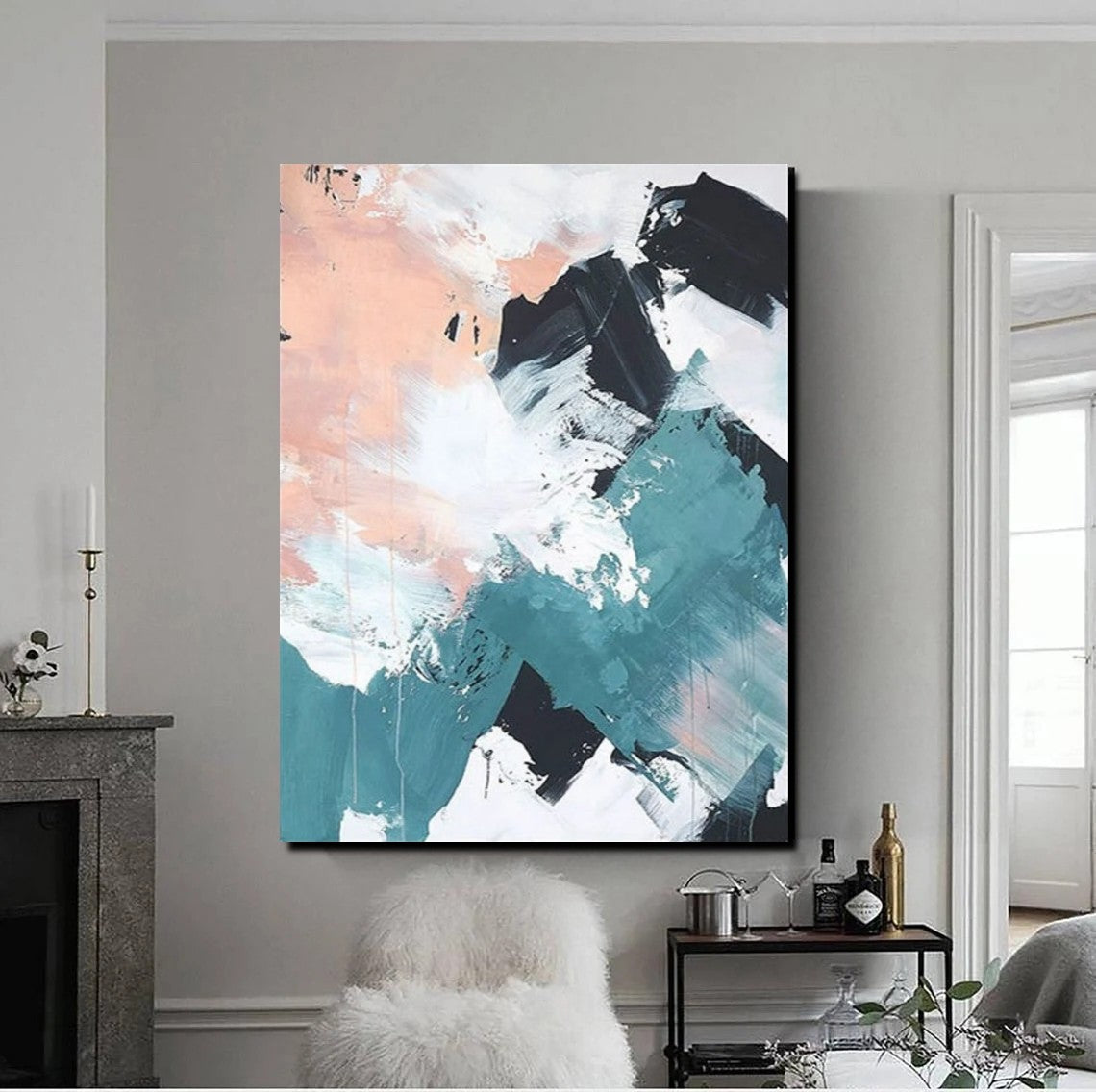 Contemporary Abstract Canvas Art - Large Modern Wall Painting for Bedroom Decor | Buy Online for Home & Office Interior Design
