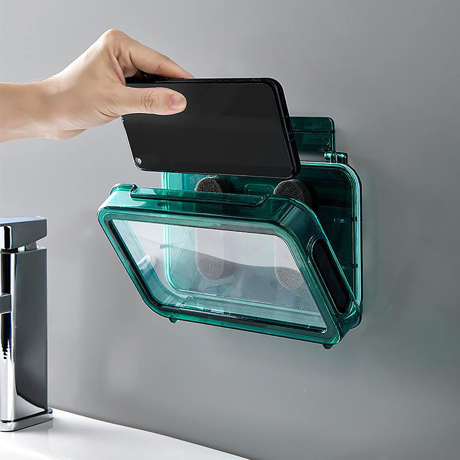Upgraded Waterproof Shower Phone Holder - HD Clear Anti-Fog Wall Mounted Bathroom Phone Case for Watching Videos & Music | Perfect for Bathing, Showering, Kitchen Use & Relaxing
