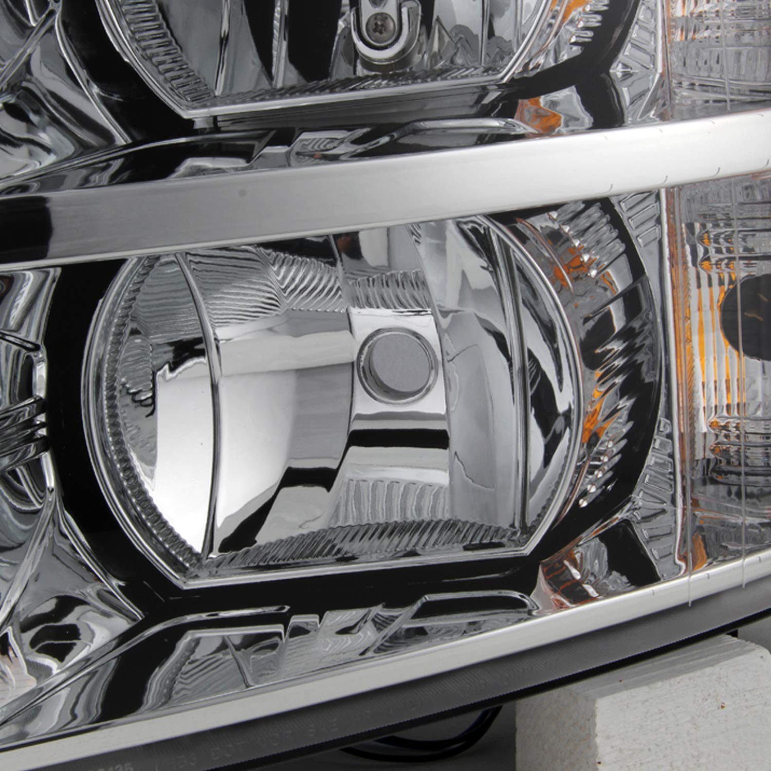 AKKON Replacement Chrome Bezel Headlights for Chevy Silverado - Driver & Passenger Side Headlamps Pair (Perfect for Night Driving & Off-Road Adventures)