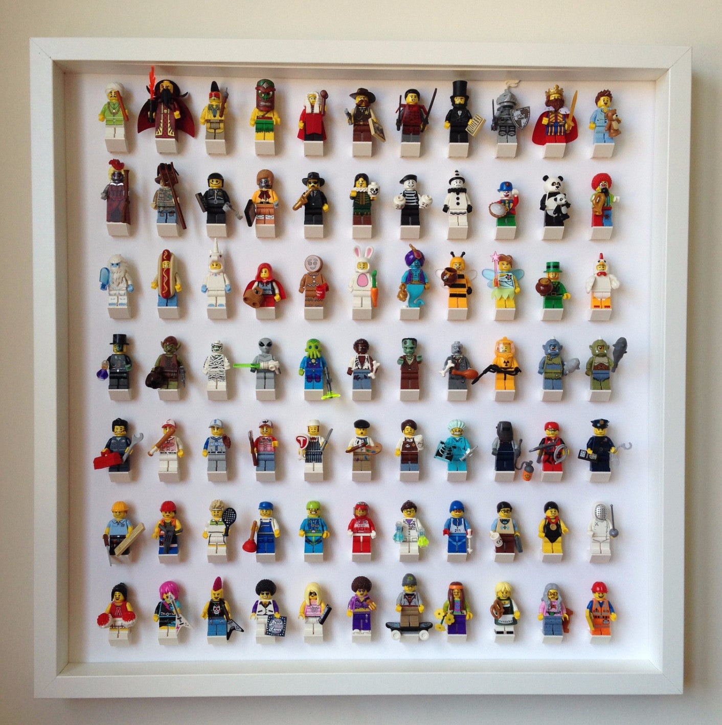 White Large Display Frame for 77 Lego® Minifigures - Perfect for Collectors & Home Decor - Showcase Your Lego Collection in Style