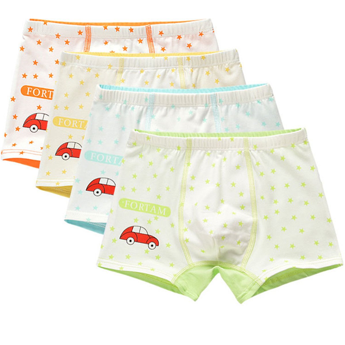 JELEUON 4-Pack Boys' Cartoon Print Cotton Underwear - Soft Breathable Boxer Briefs for Toddlers & Kids - Perfect for Playtime, School & Everyday Comfort