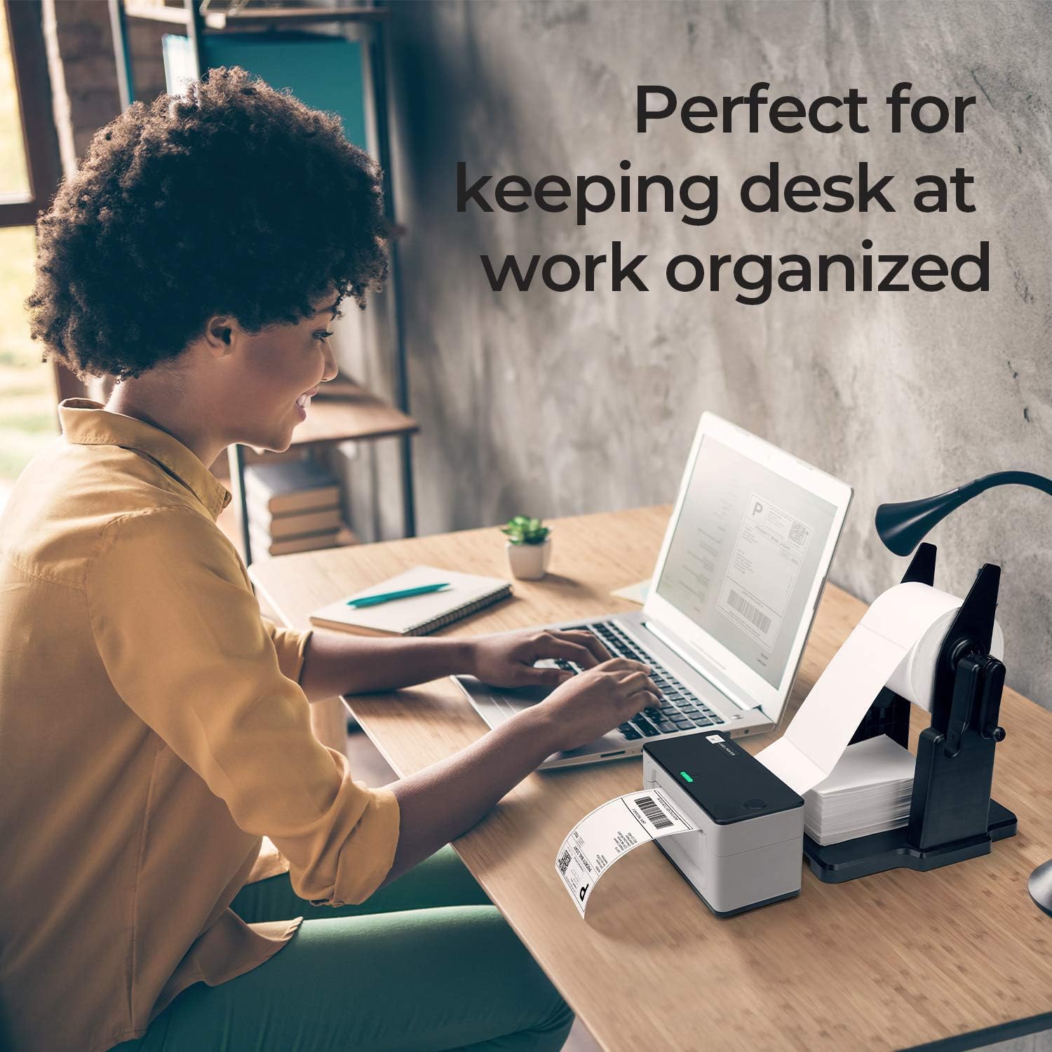 MUNBYN 2-in-1 External Rolls Label Holder & Fan-Fold Stack Paper Organizer for Desktop Thermal Label Printers - Perfect for Shipping Labels, Barcode Stickers & Office Organization