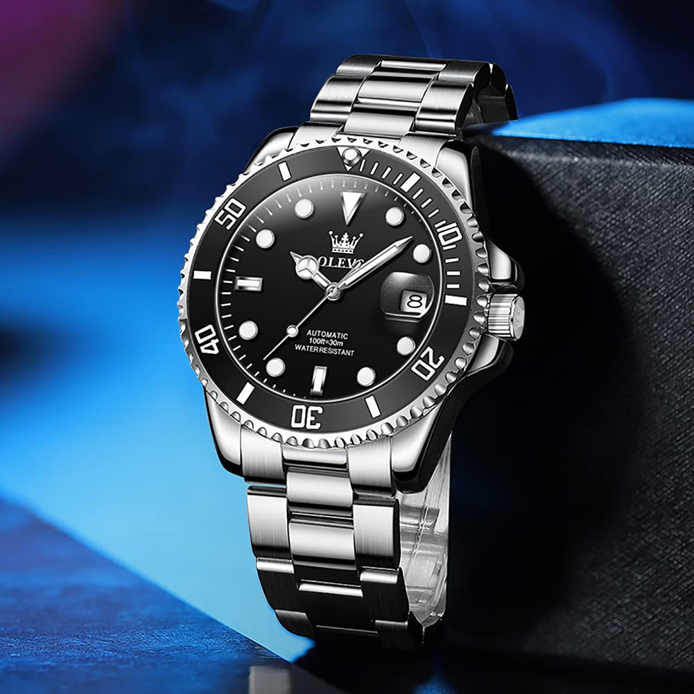 OLEVS Automatic Self-Winding Mechanical Watch for Men - Luxury Stainless Steel Dress Watch with No Battery Needed | Perfect for Business, Formal Events & Everyday Wear