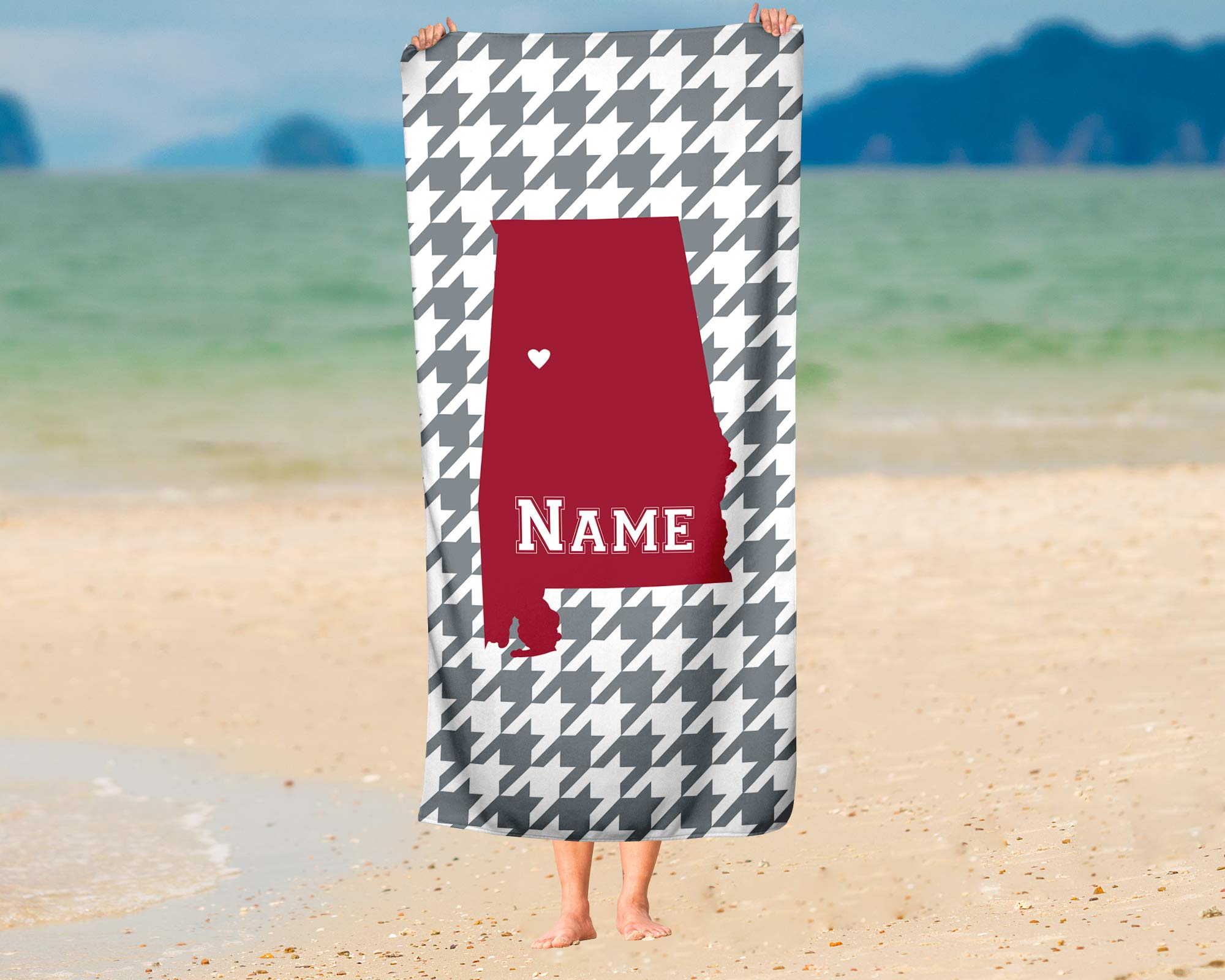 Custom Alabama State Pride Beach & Bath Towel - Personalized Medium & Large Towels for Adults & Kids - Perfect for College Football, Basketball Games, Pool Days & Beach Trips