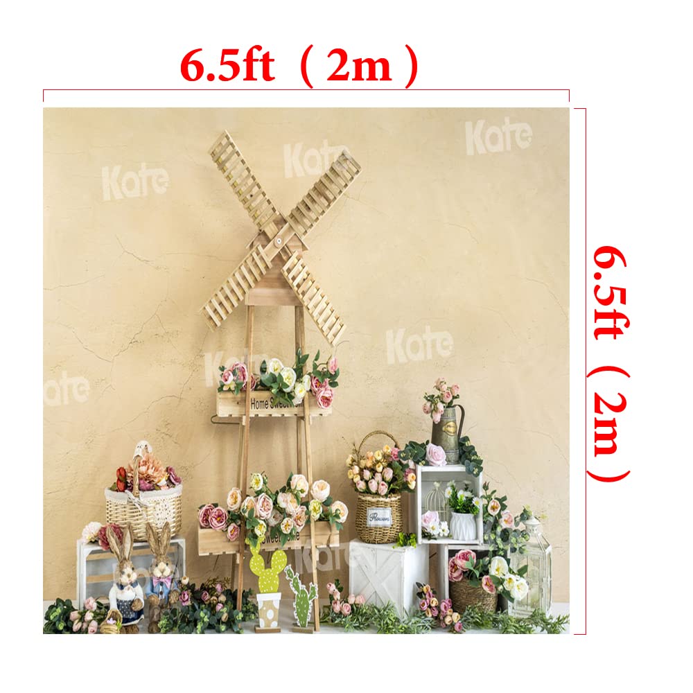 6.5x6.5ft Spring Windmill Floral Backdrop - 2x2m Digital Printed Photography Background Cloth for Studio Photo Shoots, Baby Showers & Wedding Decor
