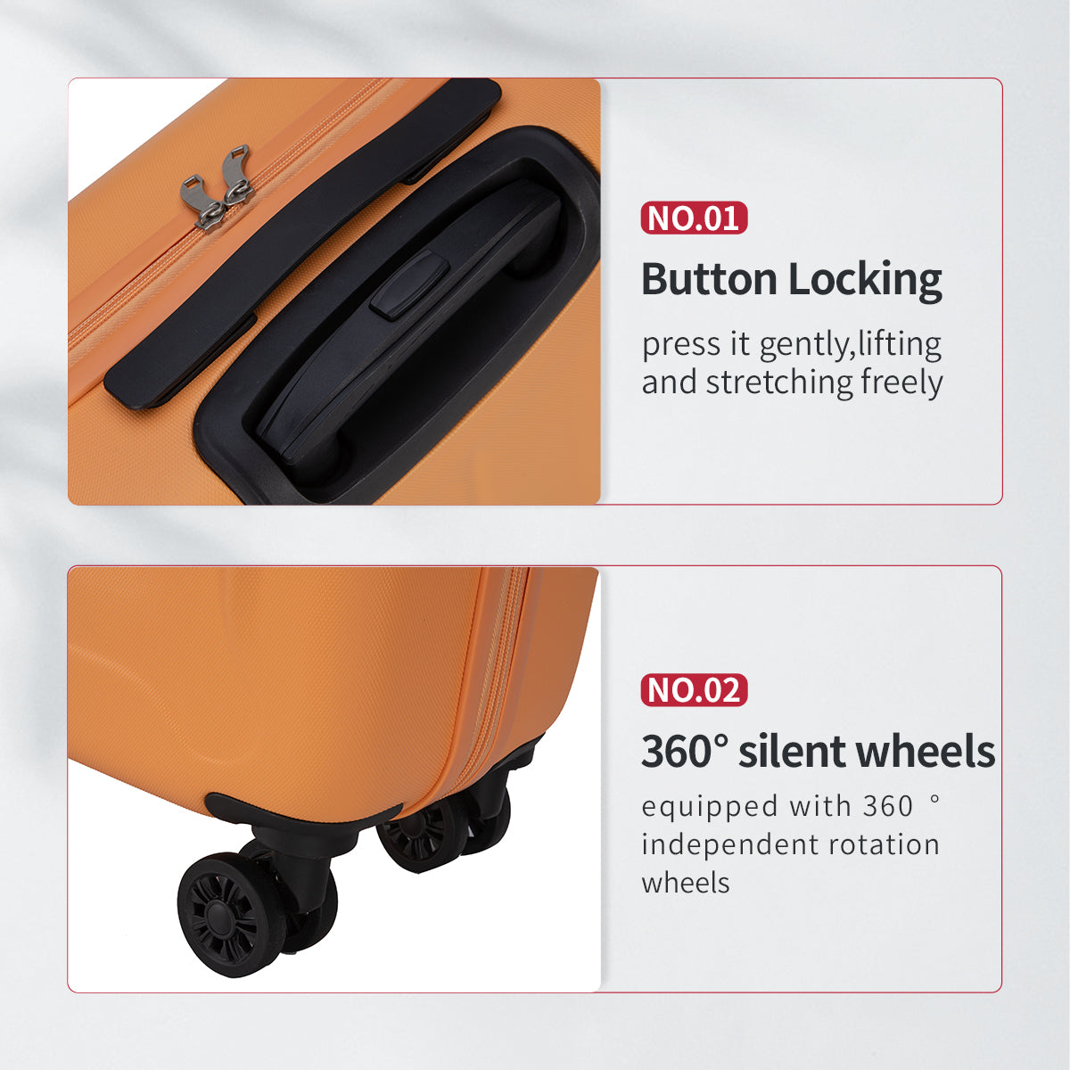 Ntbay 3-Piece Lightweight ABS Luggage Set with 360° Silent Wheels & TSA Lock - Durable Suitcase for Travel, Business Trips & Vacations