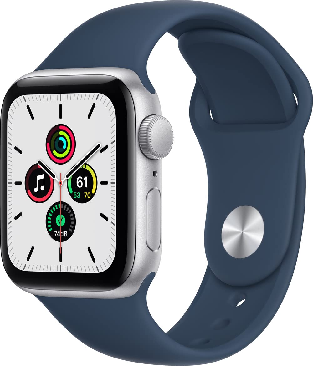 Apple Watch SE (GPS, 40mm) - Silver Aluminum Case with Abyss Blue Sport Band (Renewed) | Smartwatch for Fitness Tracking, Notifications & Calls | Perfect for Running, Swimming & Daily Use