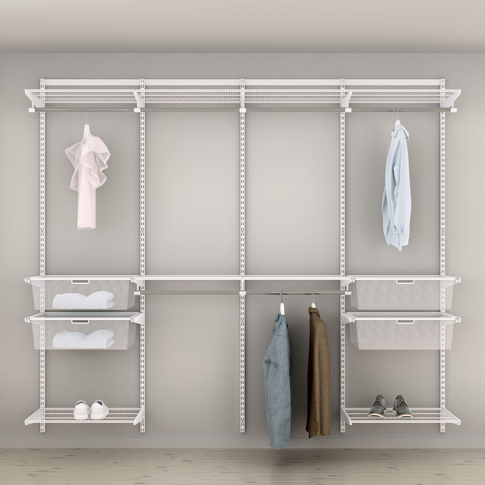 Elfa Basic 2400mm Wardrobe Closet System - Premium Storage Solution for Bedroom & Walk-in Closet Organization | Modern Shelving & Hanging Space for Clothes & Accessories