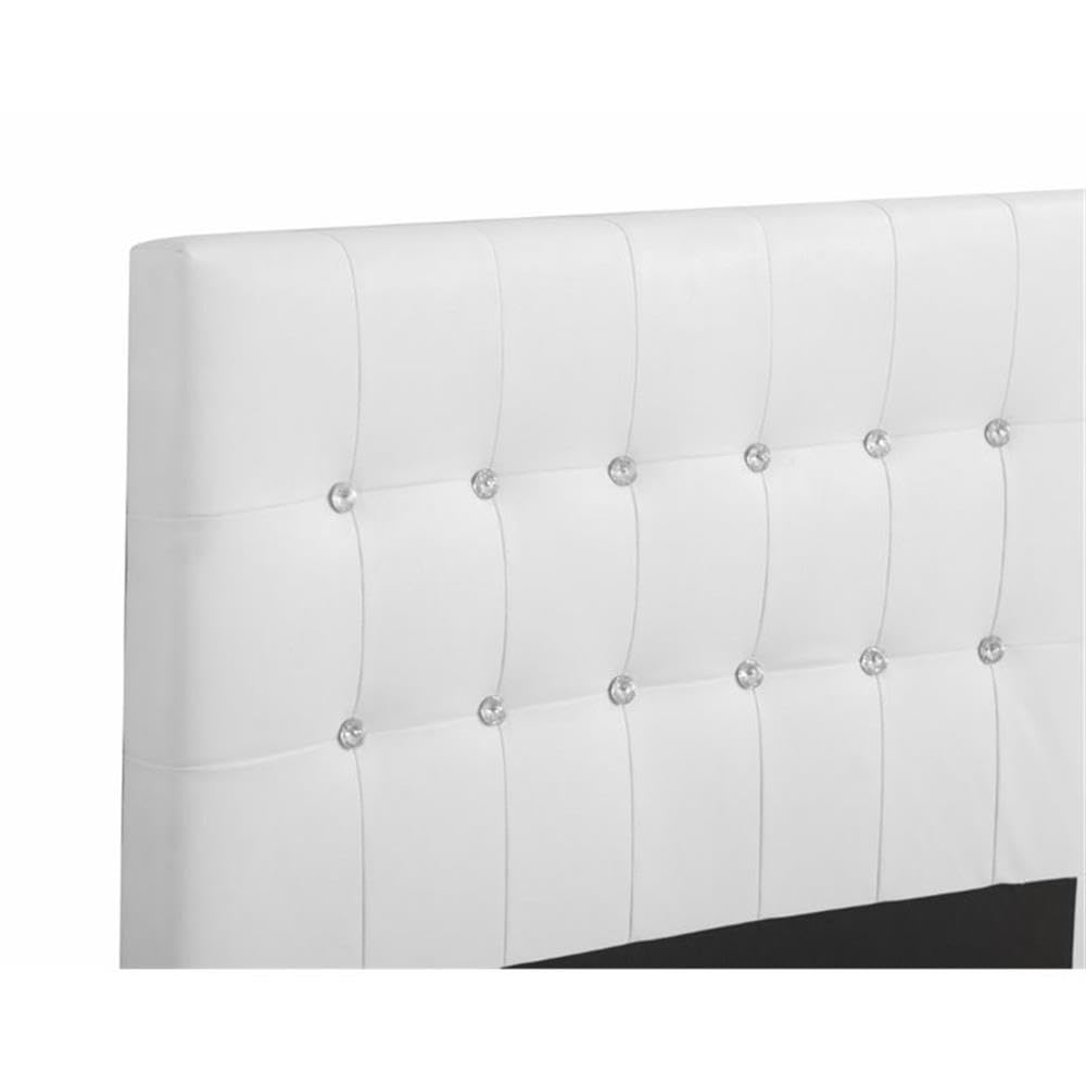 Glory Furniture White Diamond Faux Leather Upholstered Twin Bed Frame - Modern Luxury Bedroom Furniture for Kids, Teens & Guest Rooms | Perfect for Small Spaces & Dorm Decor