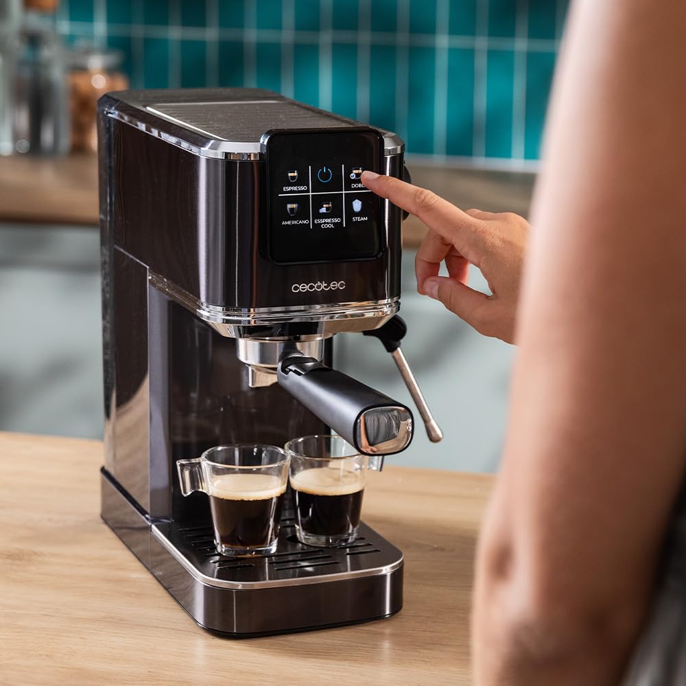 Cecotec Espresso Coffee Machine with ColdBrew System - 20 Bar Pressure Pump, Touch Screen, Adjustable Steam Nozzle, 1.5L Removable Tank, Dual Spout - Perfect for Home Baristas & Coffee Lovers