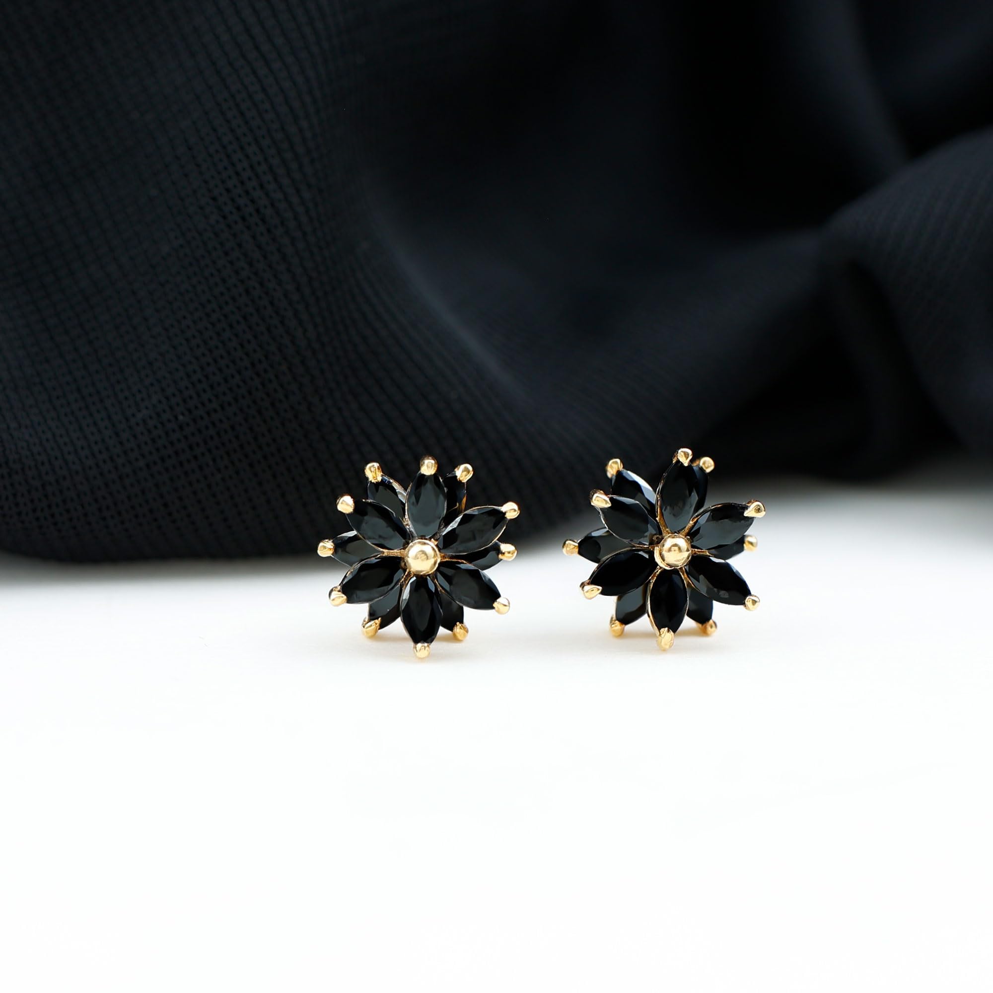 Black Onyx Floral Stud Earrings for Women - December Birthstone Jewelry, Elegant Birthday Gift for Her - Perfect for Parties, Weddings & Everyday Wear
